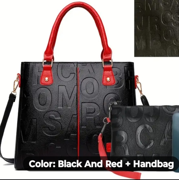 NEW DESIGNER INSPIRED Letter Leather Handbag & Matching Clutch - Picture 11 of 14